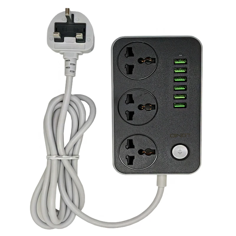 universal outlet Штепсельная Вилка USB разъем питания 3 универсальные или английские розетки 6 Порт быстрого зарядного устройства 1,8 м шнур питания настенное зарядное устройство адаптер для телефона дома - Цвет: universal outlet