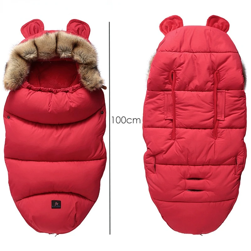 Fur Collar Baby Stroller Sleeping Bag Newborn Sleep Sack Thicken Warm Infant Sleepsacks Keep Warm Waterproof Windproof 