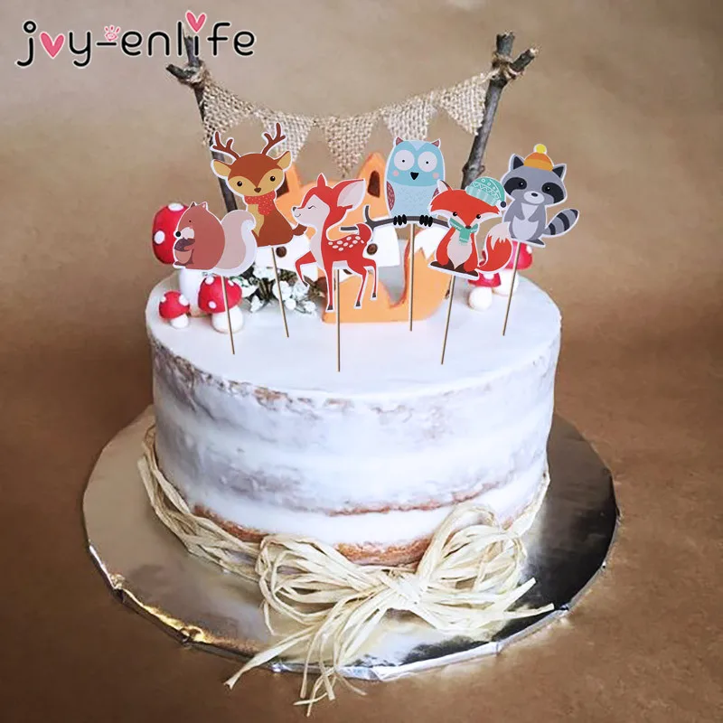 

Woodland Animal Cake Toppers Jungle Forest Little Animal Cupcake Toppers for Kids Birthday Party Decorations Dessert Supplies