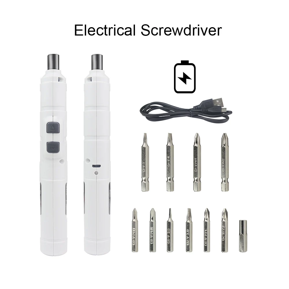 

Portable Electric Screwdriver Set Cordless Electric Power Screwdriver Drill With 10 Bits Mini Repair Hand Tool USB Charging