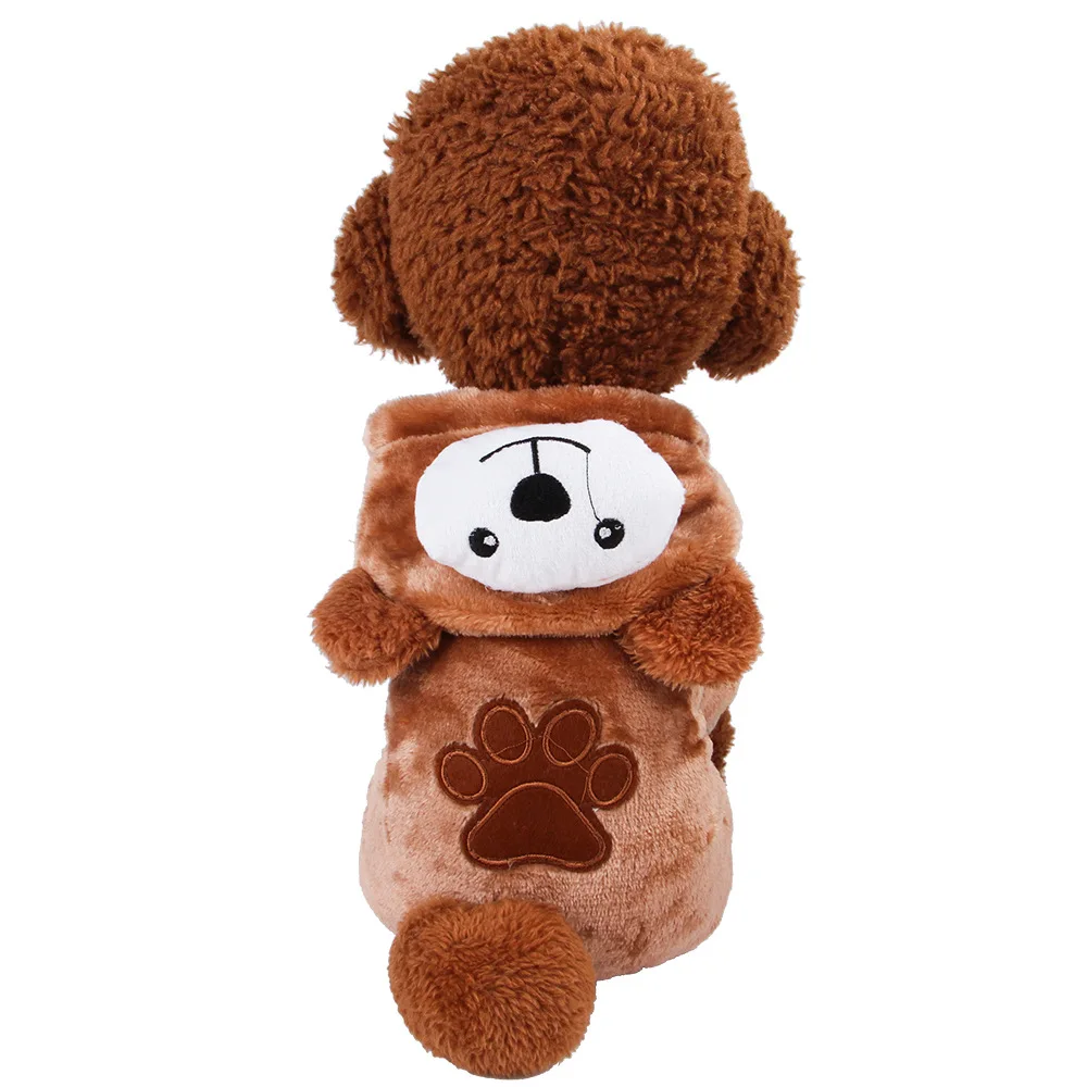 Pet Four-legs Cartoon Hoodies Autumn Winter Polar Fleece Thick Cats Dogs Clothes Brown Bear Cosplay Costume for Cats Small Dogs (7)