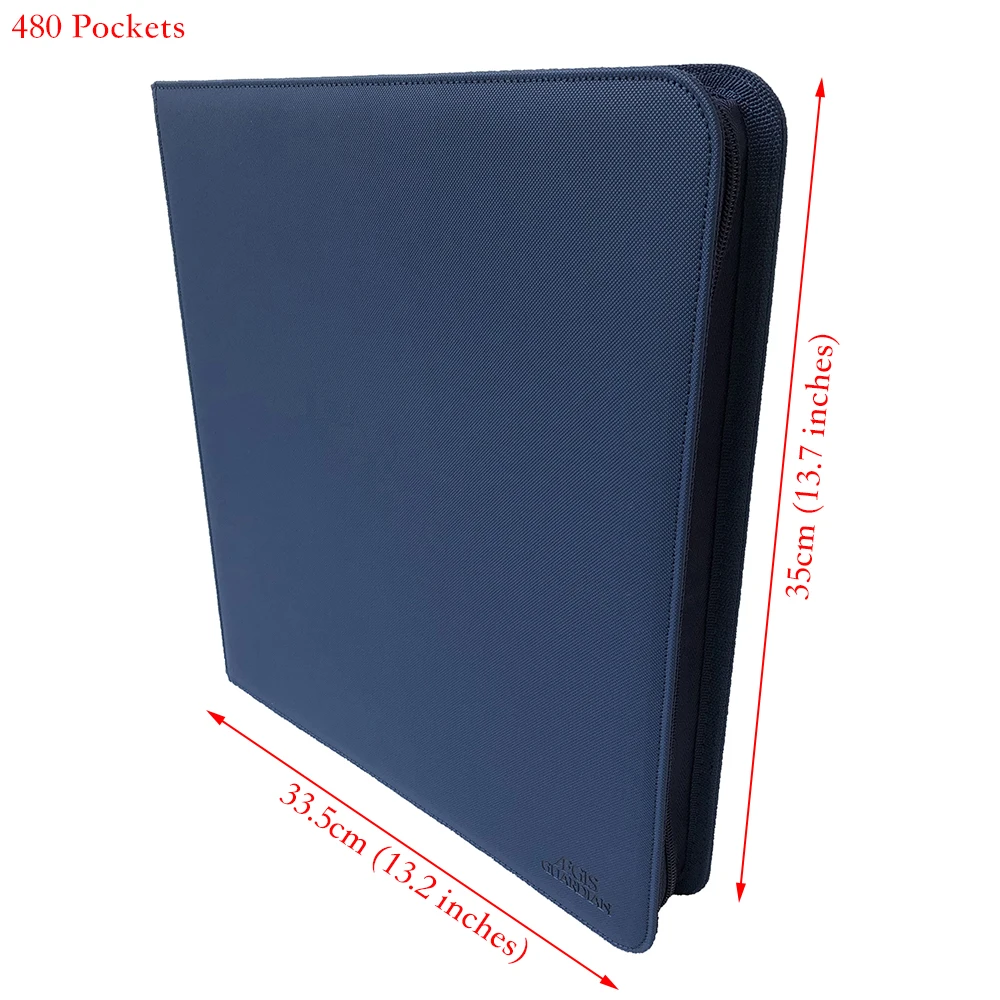 

12-Pocket Card Album Folder, 480 Pockets Side Insert Baseball Trading Card Binder Sleeve Collector Toploader, Blue
