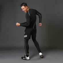 YD-FU компрессионное Спортивное трико+ футболка мужской эластичный фитнес-костюм спортивная одежда 3 шт. фитнес-костюм