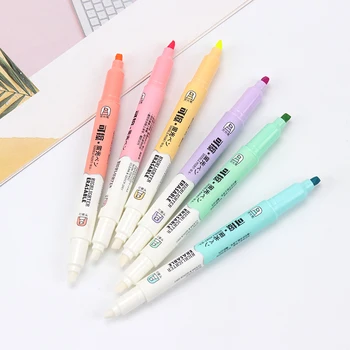 

6PCS New Creative Erasable Double Head Highlighters Art Markers Highlighter Pen Fluorecent Pen School Supplies Office