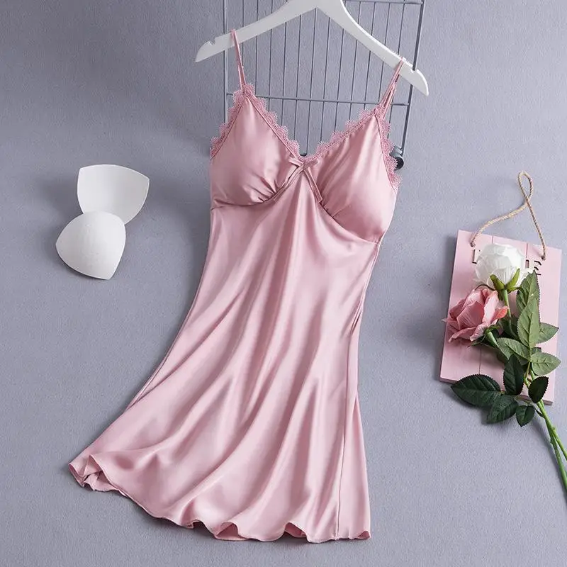 Женский розовый свадебный халат для невесты, подружки невесты, Мягкая атласная ночная рубашка, одежда для сна, большие размеры 3XL, ночная рубашка, неглиже, юбка на подтяжках, ночная рубашка - Цвет: Pink
