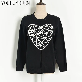 

Fall Heart Knitted Sweater Pullover Women's 2019 Autumn Winter New Knitwear Tops Woman Fashion Jumper Knit Clothes Fall Sweaters