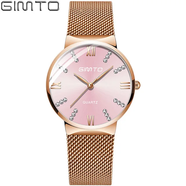 Простые Женские часы водонепроницаемые наручные часы Лидирующий бренд роскошные стразы из нержавеющей стали женские часы relogio feminino - Цвет: Rose gold pink