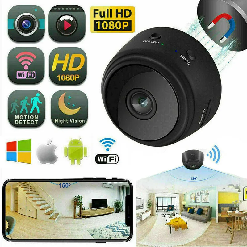 

A9 Mini Camera 4K Full HD 1080P APP Control 150 Degree View Angle Mobile Video Wireless WiFi Network Security Night Version Cam