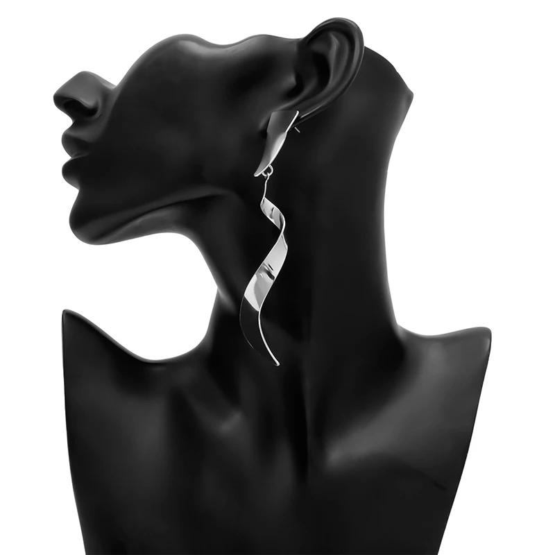 Silver Color SHIXIN панк длинные витые серьги для женщин дизайнерские Золотые/Серебряные Металлические модные серьги уникальные Висячие серьги ювелирные изделия для женщин - Окраска металла: Silver Color