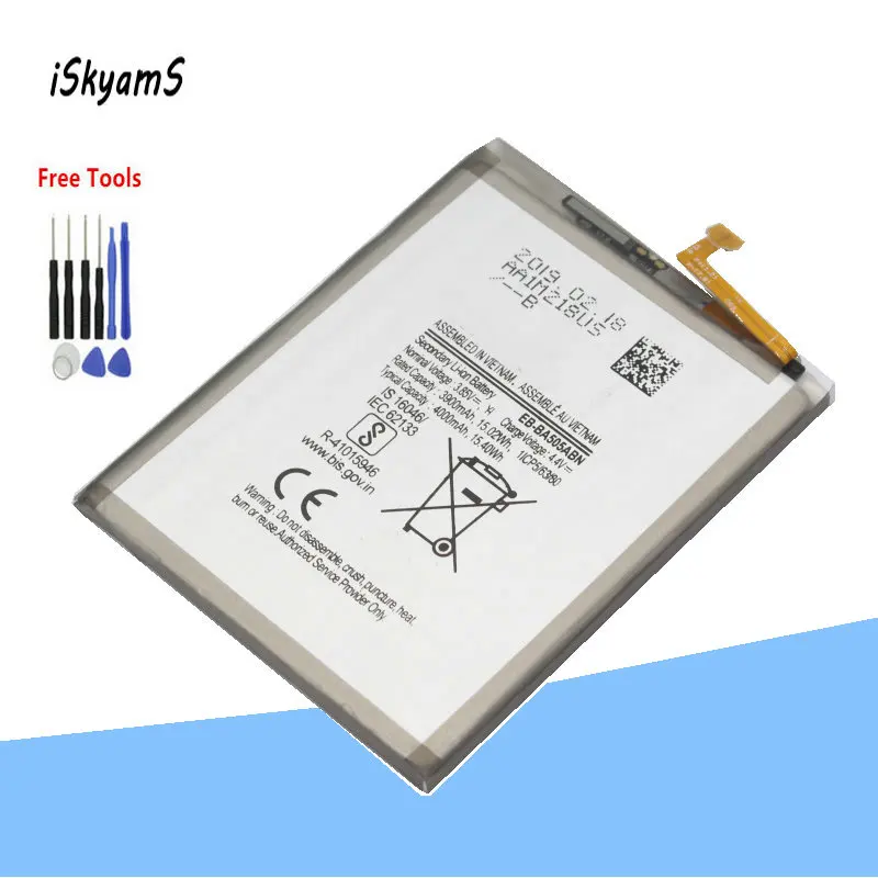 

iSkyamS 1x 3900mAh EB-BA505ABU EB-BA505ABN Replacement Phone Battery For Samsung Galaxy A50 A505F SM-A505F +Tool