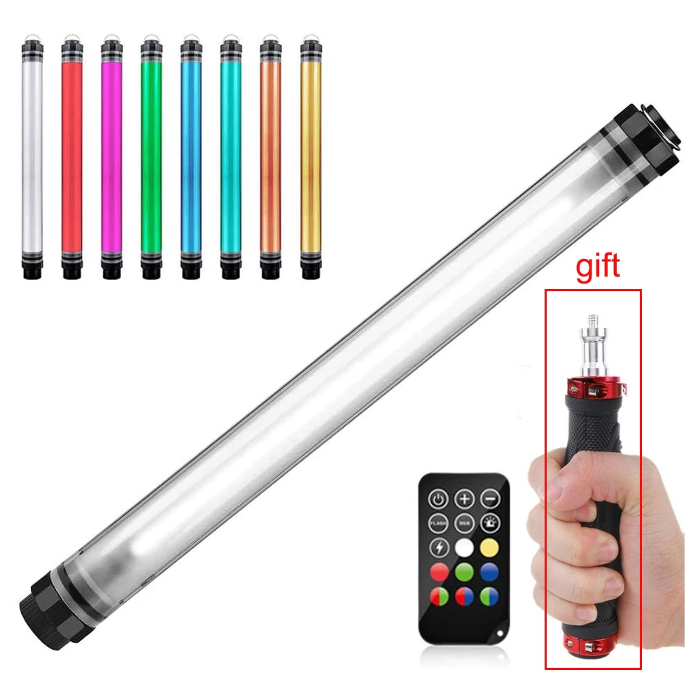 LUXCEO Waterproof Light Stick Handheld RGB LED Video Light Colorful 8 Emitting Colors Photographic Lighting Remote Control