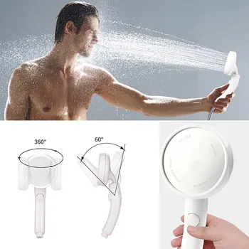 

Shower Head Handheld ABS Shower Head Set Bath Shower Head with Water Stop Function Switch Water-Saving 4 Setting L1008