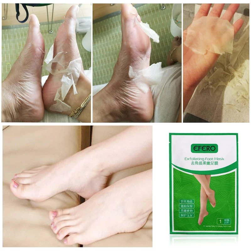 

EFERO 2pcs/1pair Peeling Foot Mask Exfoliating Socks for Legs Cream for Heels Remove Dead Skin Baby Feet Mask T1206