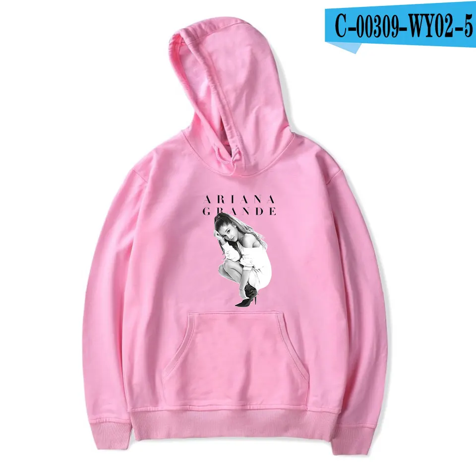KPOP Ariana Grande толстовки с принтом, толстовка из хлопка с длинным рукавом для женщин/мужчин, одежда в стиле хип-хоп Харадзюку, повседневные толстовки большого размера - Цвет: pink