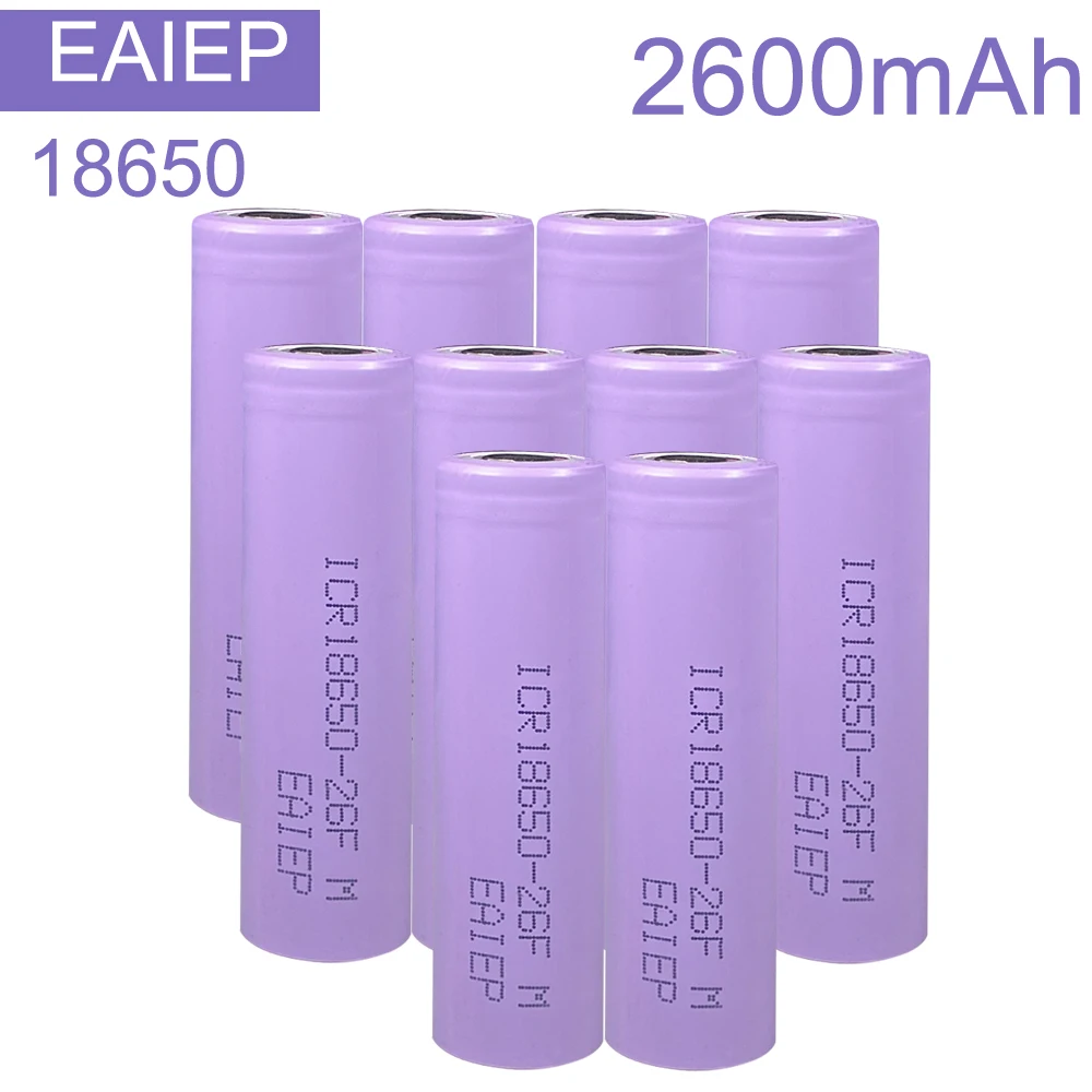 10PCS 18650 Battery 2-16 шт EAIEP 18650 3,7 v 2600mah 18650 литиевая аккумуляторная батарея для фонариков - Цвет: 10PCS 18650 Battery