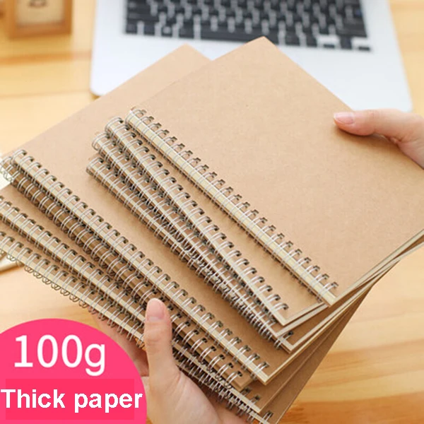 NEW A5/B5 notebook paper dotted/blank/square/horizontal/kraft paper spiral ring stationery notebook coil hand book Two packs