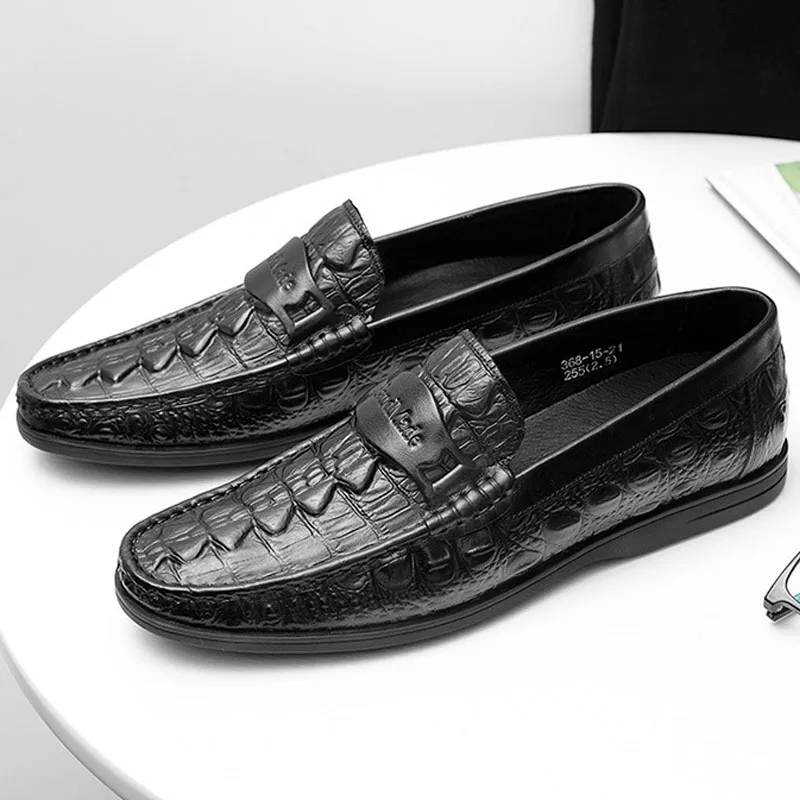 

New High Quality Handmade Men's Loafer Shoes 100% Genuine Leather Fashion Casual Driving Shoes Wedding Party Crocodile Shoes