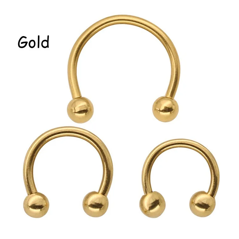 3pcs Stainless Steel Nose Hoop Ring Septum Lip Studs Cartilage Earrings Circular Tragus Ear Piercing Horseshoe Body Jewelry 16G