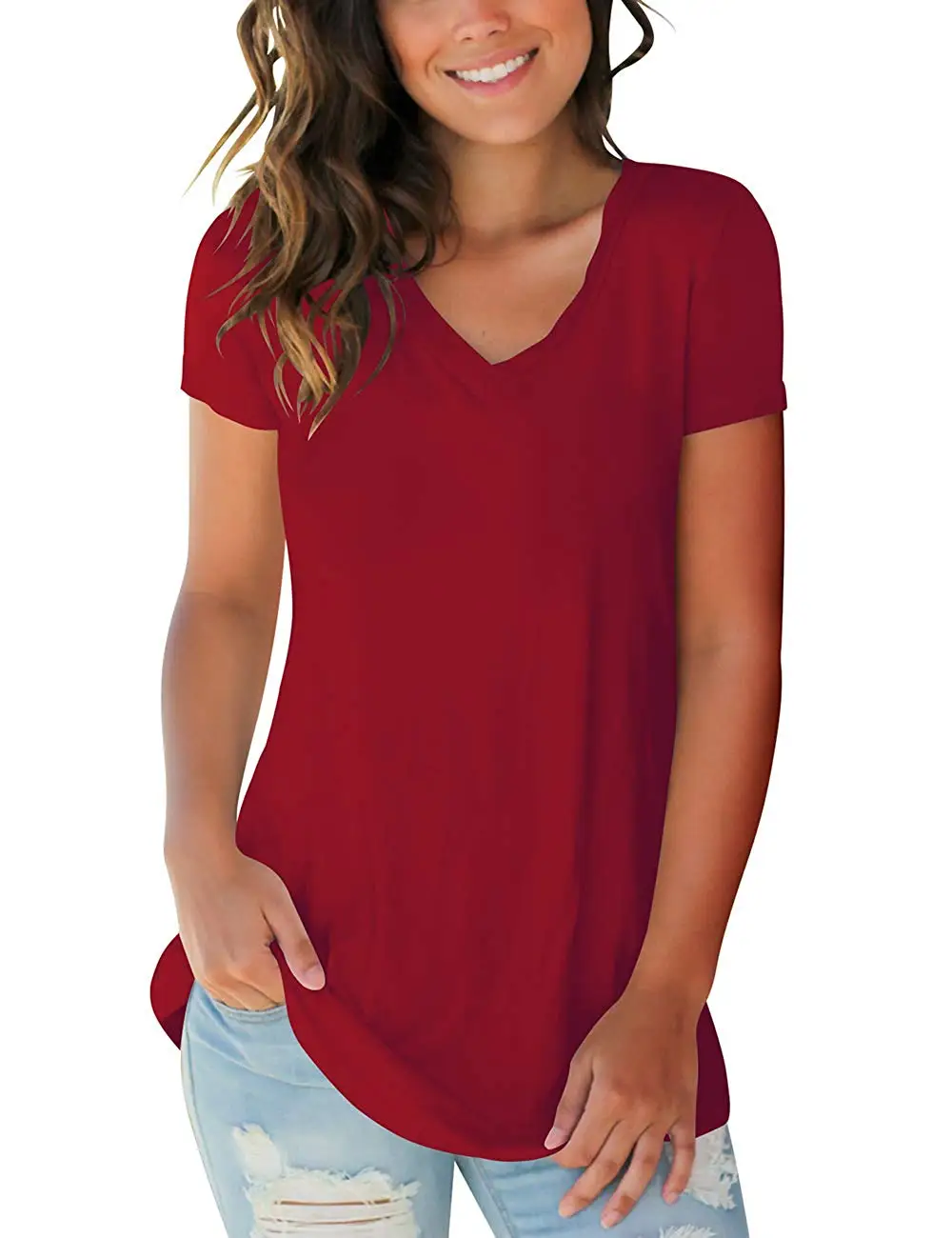 

Women's Tops Tie Dye V Neck Summer Short Sleeve T Shirts Polyester Cashmere