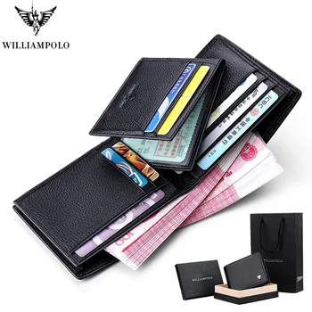 

Wallet Men 100% Genuine Leather Short Wallet Vintage Cow Leather Casual Male Wallet Purse Standard Holders Wallets