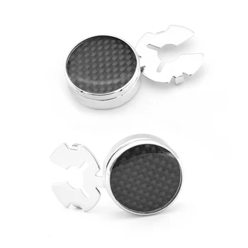 

Men's Carbon Fibre Cuff Links Normal Dress Cuff Button Cover Copper Material Black Color