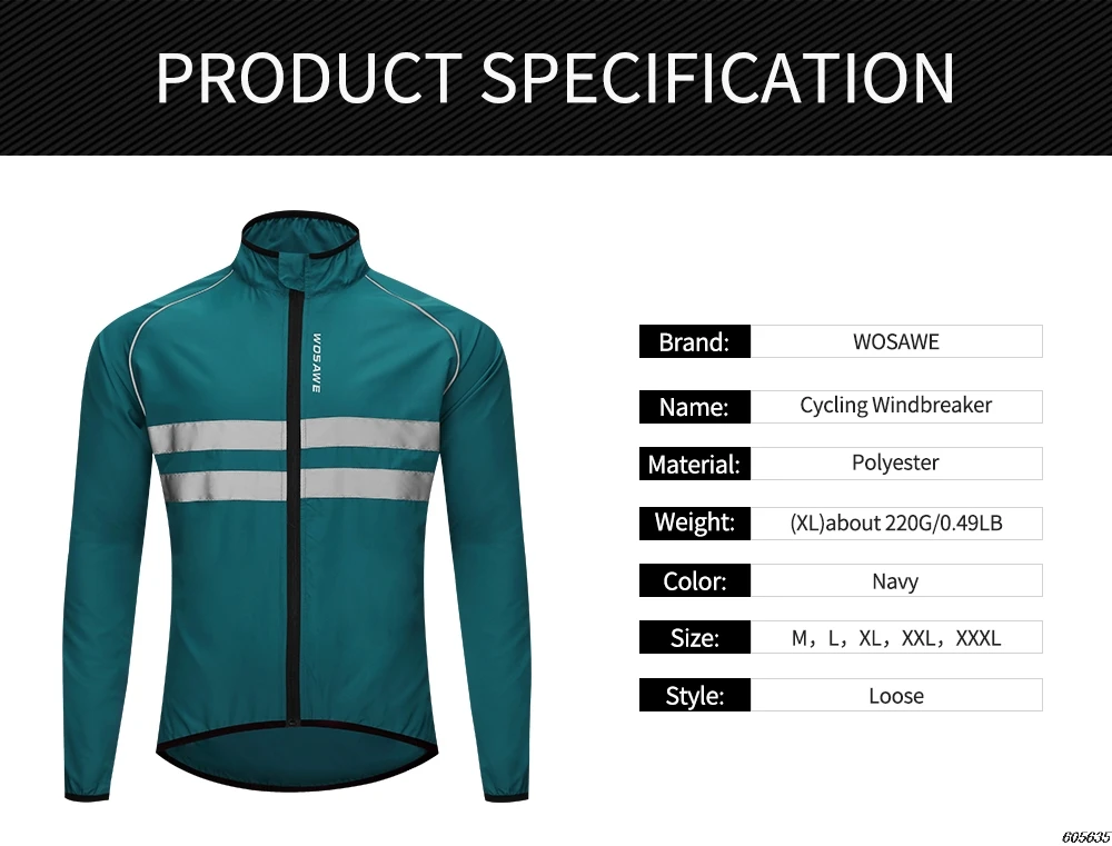 WOSAWE Ultralight Reflective Men Cycling Jacket Windproof Mountain Bike MTB Wind Jacket Running Riding Bicycle Windbreaker