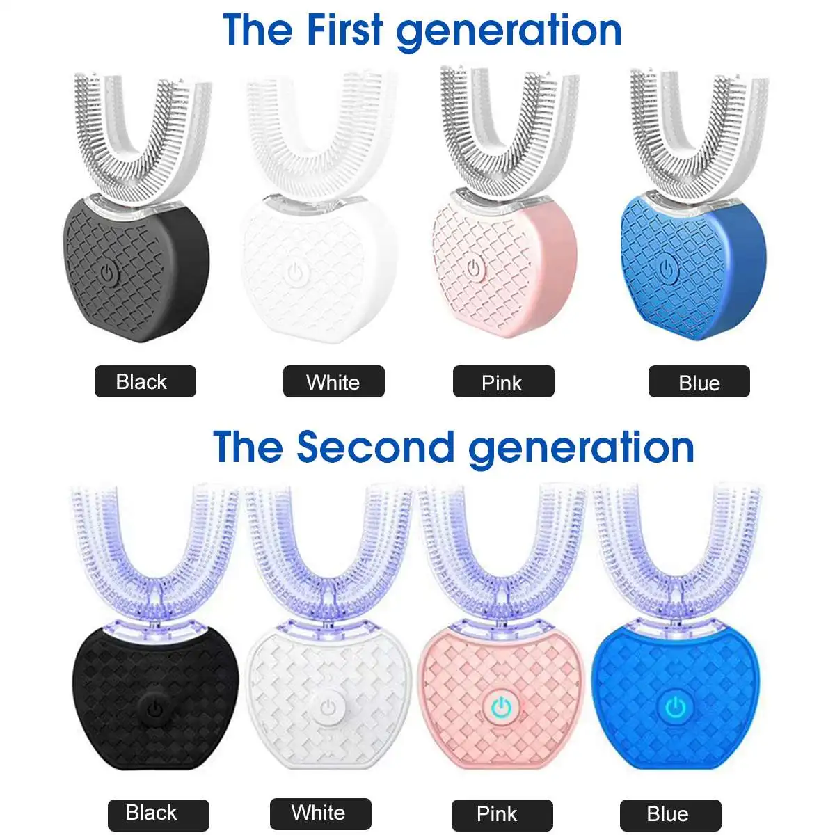 360 Degrees Intelligent Automatic Sonic Electronic Toothbrush USB Rechargeable U Shape with 3 Modes Timer Blue Light Toothpaste 360 Degrees Intelligent Automatic Sonic Electronic Toothbrush USB Rechargeable U Shape with 3 Modes Timer Blue Light Toothpaste