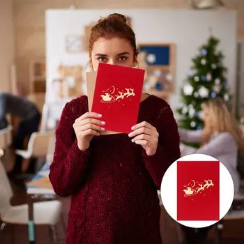 

2Pcs Lovely Chic Paper Christmas Cards Greeting Cards for Kids Girl Boy