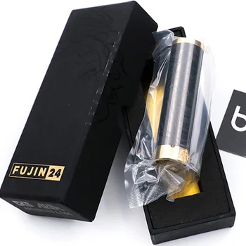 

100% THC Tauren Limited Edition Fujin 24 Mod Stainless Mechanical Vape Mod 24mm 24k Gold Plated Firing Button Fit 18650 Battery