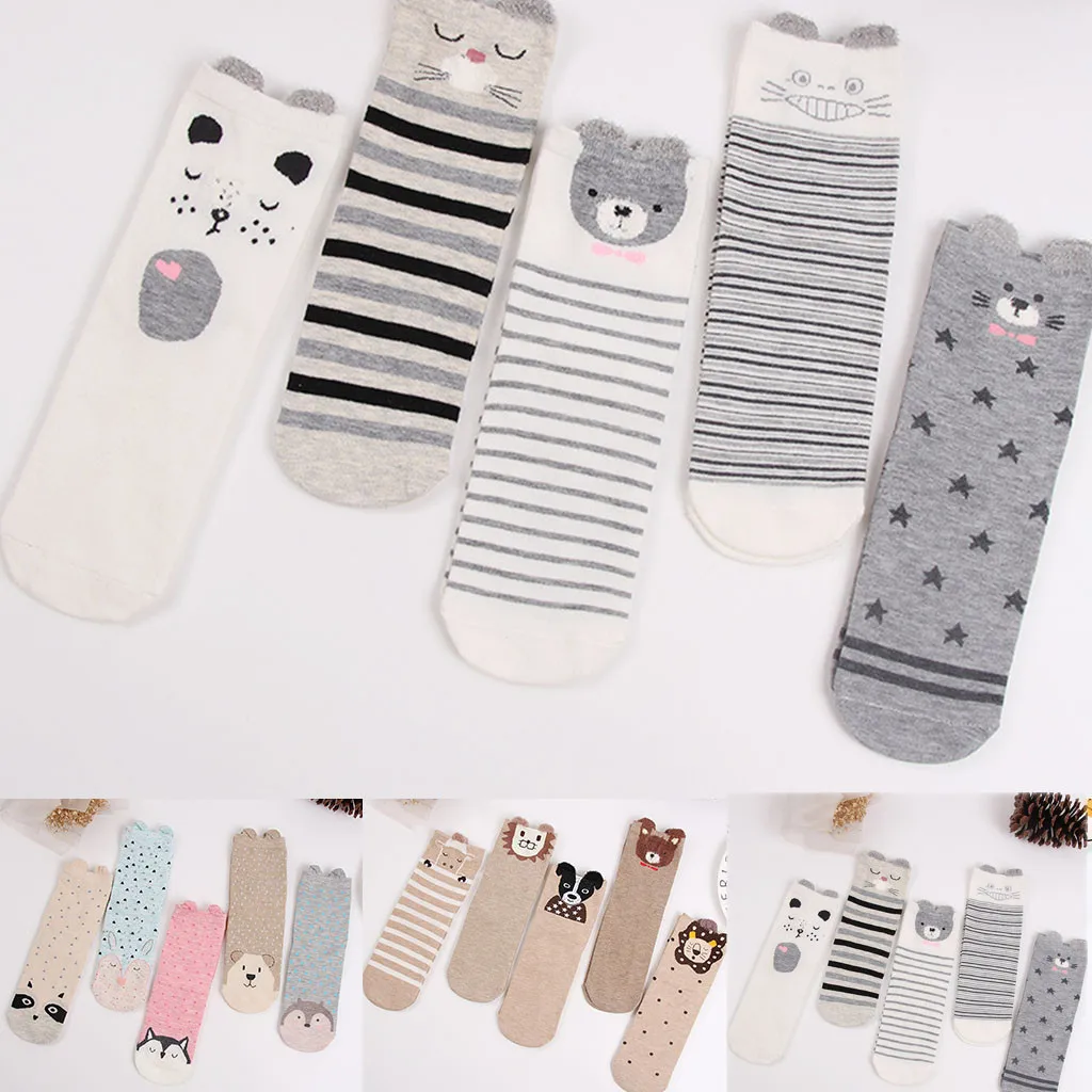 5 пар, женские зимние теплые хлопковые Забавные милые носки, анимационный персонаж с животными, подарочные носки, Calcetines Meias W5