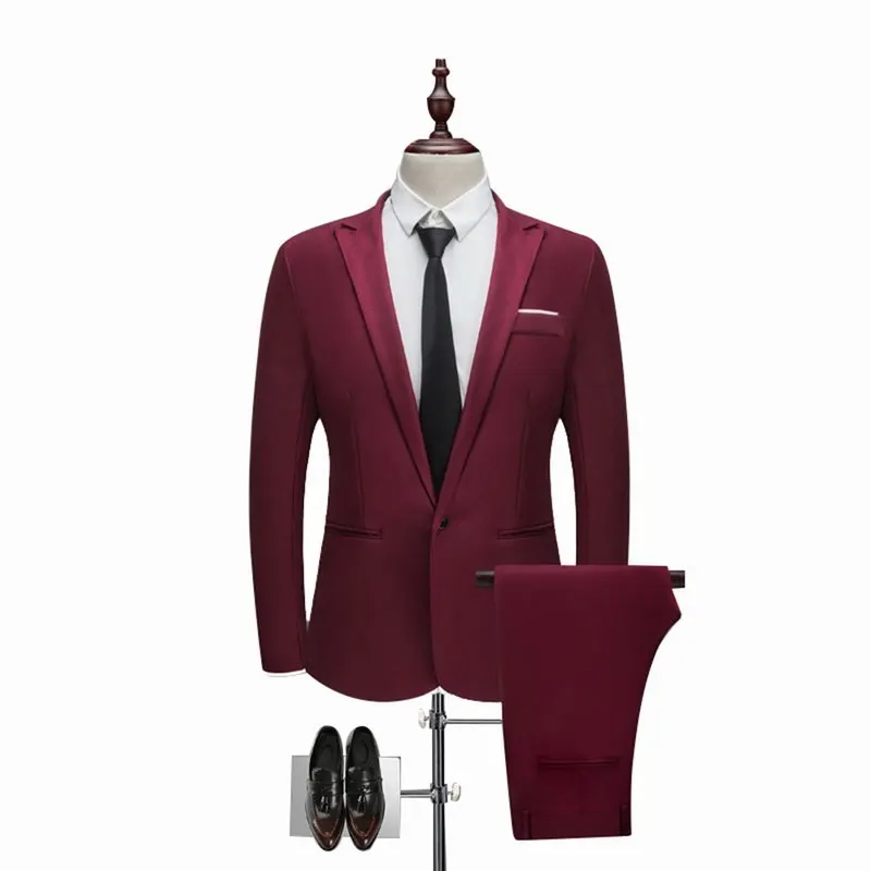 C5 Комплект из 2 предметов, блейзер и брюки, роскошный костюм Homme, мужские деловые официальные однотонные костюмы, мужские повседневные тонкие костюмы размера плюс 3XL, свадебные костюмы - Цвет: C5