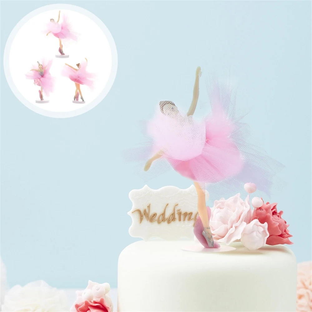 Decoration De Gateau En Tulle Pour Fille Ensemble De 3 Pieces Decoration De Cupcake Ballerine Anniversaire Aliexpress