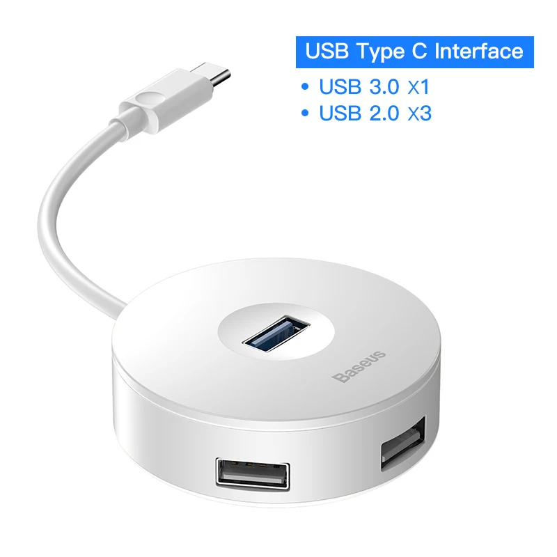 Baseus usb-хаб USB 3,0 USB C концентратор для MacBook Pro поверхностный концентратор USB Type C USB 2,0 адаптер с Micro USB для компьютера USB разветвитель - Цвет: Type C 3.0  White