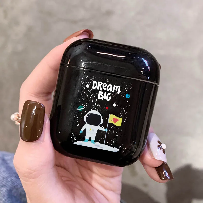 

Cute Case For Apple airpods Case Cartoon Space Planets Astroaunt Bluetooth Earphone Case For Airpods Headphone Black Hard Case