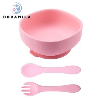 

Baby Silicone Feeding Bowl Set Silicone Spoon Suction Bowl Baby Plate Kids Toddler Baby Tableware BPA Free Food Grade Silicone
