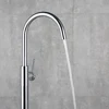 Polished Chrome Freestanding Bathtub Faucet Hot And Cold Brass Bathroom Mixer Floor Stand Mounted Single Handle Tap 5