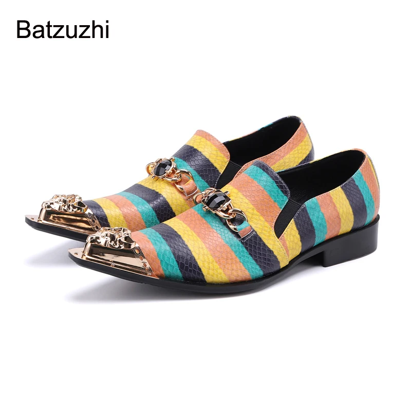 Batzuzhi Multi Leather Dress Shoes Men Slip On Luxury Handmade Men Shoes Fashion Party/Wedding Shoes Men Zapatos Hombre, US6-12