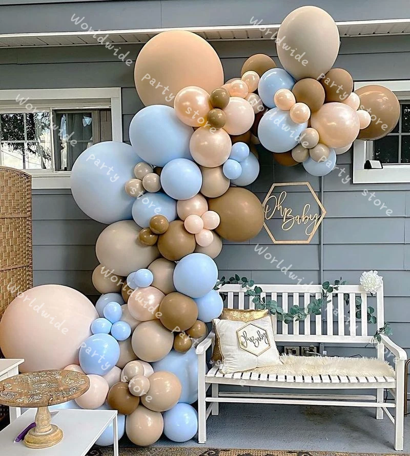Teddy Bear Baby Shower Balloon Garland Arch Kit Macaron Blue Coffee Boys Latex Balloon 1. Birthday Party Decoration Balloons Accessories on AliExpress - 11.11_Double 11_Singles' Day