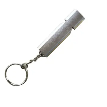 

Double Pipe High Decibel Aluminum Alloy Outdoor Emergency Survival Whistle Keychain Cheerleading Whistle Multifunction Tool
