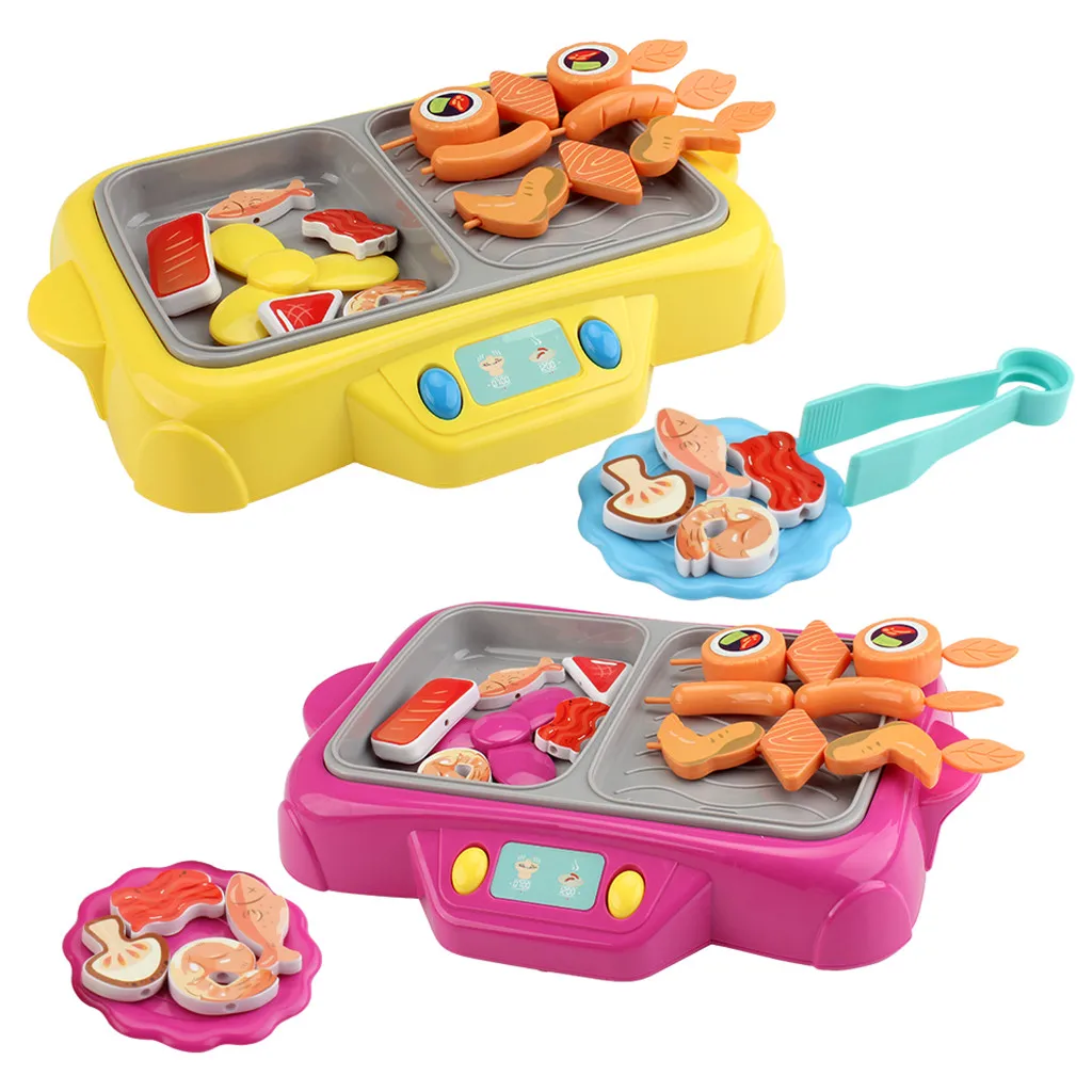 Children Electric Simulation Rotating Hot Pot Barbecue Oven Brings out Fog Function Kitchen Toys Sound Light Kids Christmas Gift | Игрушки и