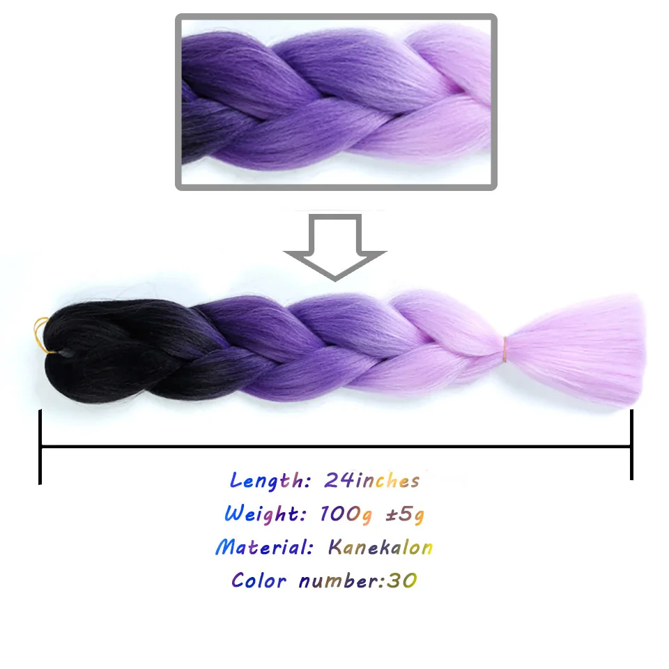 Джамбо косички аксессуары для волос длинные, радужной расцветки синтетические плетеные волосы крючком светлые серые волосы для наращивания африканские вязки - Цвет: T1B/30