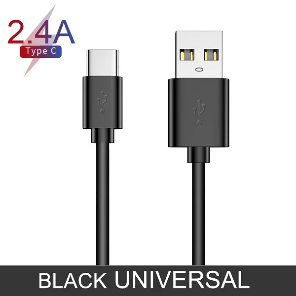 Usb type-C кабель для OPPO USB-C type-C кабель для huawei mate 20 X P20 Pro P30 Pro Lite Быстрая зарядка usb type-C кабель для VIVO - Цвет: 2.4A Black