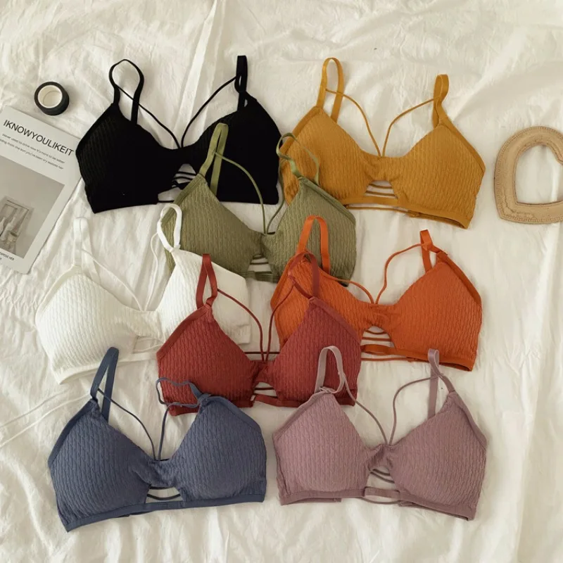 

Knitting Push Up Bras For Women Sexy Lingerie Wireless Bralette Padded Bra Girl Beauty Back Bra Cotton Underwear