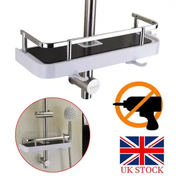 

Practical Bathroom Pole Shower Storage Rack Holder Organizer Bathroom Shelves Shower Shampoo Tray Single Tier Shower Head Holder