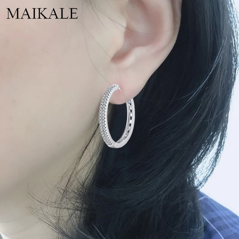 Женские большие круглые серьги кольца MAIKALE роскошные в форме сердца с цирконием