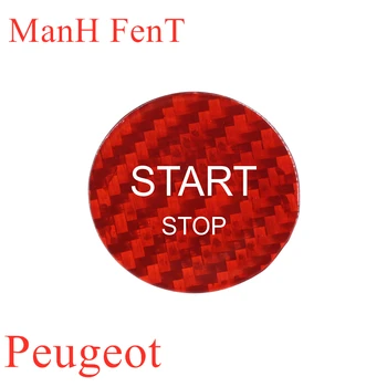 

ManH FenT For New Car Peugeot Real Carbon Fiber Car Star Stop Engine Push Button Ignition Switch Decoration Sticker Cover