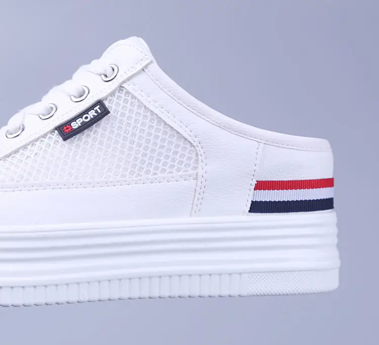 2021 Spring And Summer Half Slippers Female Hollow Out All-match Flat-bottomed Outer Penetration Air Bag Head Mesh Sandals