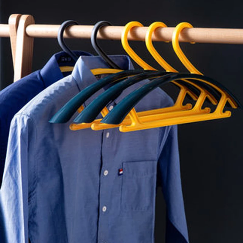 

10pcs/lot 43.5cm Plastic Clothes Hangers Extra Thick Wide Shoulder Seamless Drying Hanger Non-slip Adult Clothing Hanging