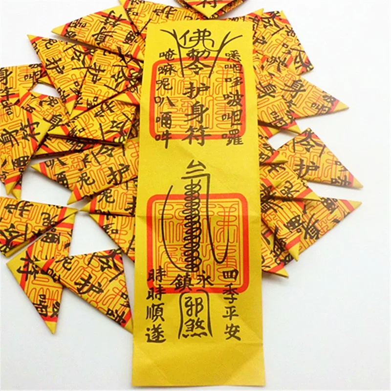 

50pcs Feng Shui Pray For Peace Buddhist Amulet Home Decoration Accessories Religious Paper Plastic Periapt Folk Apotropaic Art