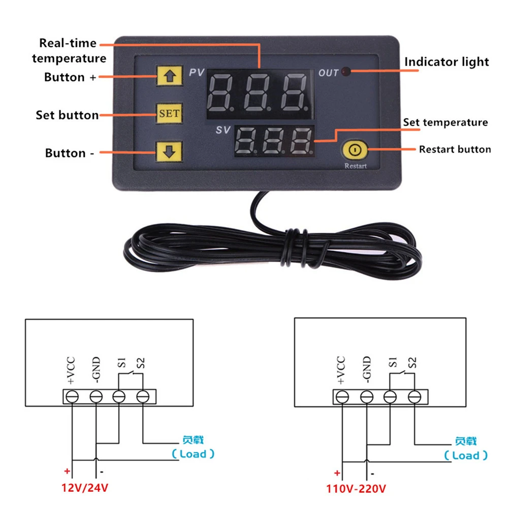 110-220 V numérique W3230 Contrôleur De Température Capteur De Température Thermostat Control 110-220 V numérique W3230 Contrôleur De Température Capteur De Température Thermostat Control